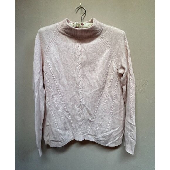 Nanette Nanette Lepore 100% 2-Ply Cashmere Cable-Knit Mock Neck Sweater XL Pink - Picture 1 of 8
